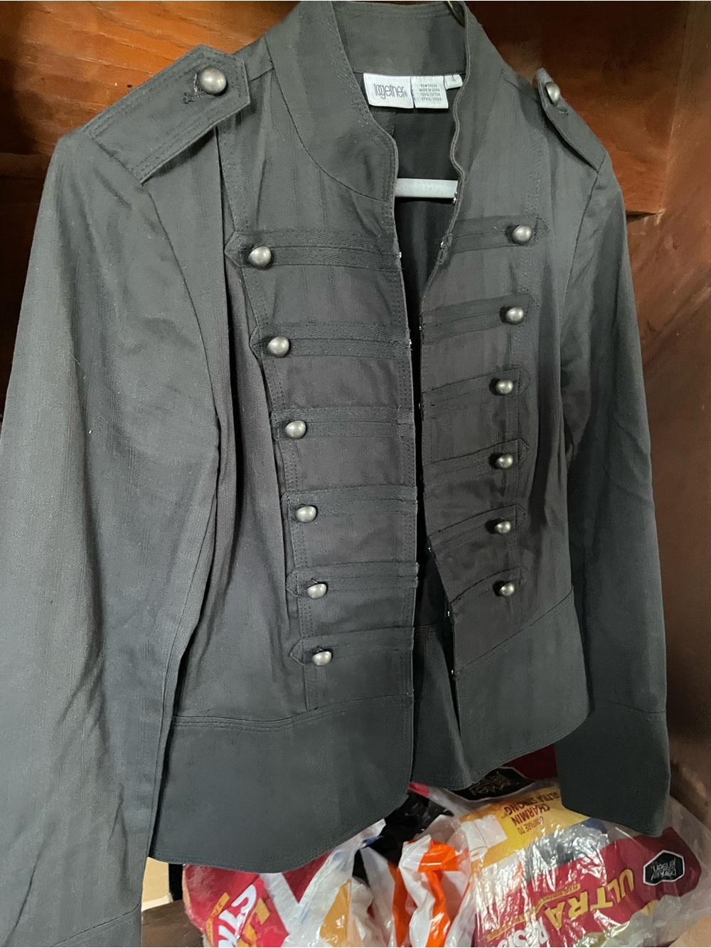 Together Black Military-Style Men’s Jacket with Epaulettes
